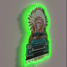 Charger l&#39;image dans la galerie, Vintage Aqua Chevy Apache Neon Sign, Patriotic American Classic Revival