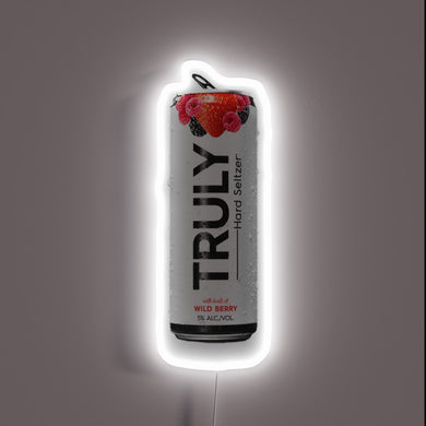 Truly Wild Berry hard seltzer can neon sign.
