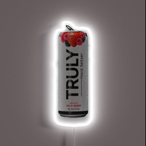 Truly Wild Berry hard seltzer can neon sign.
