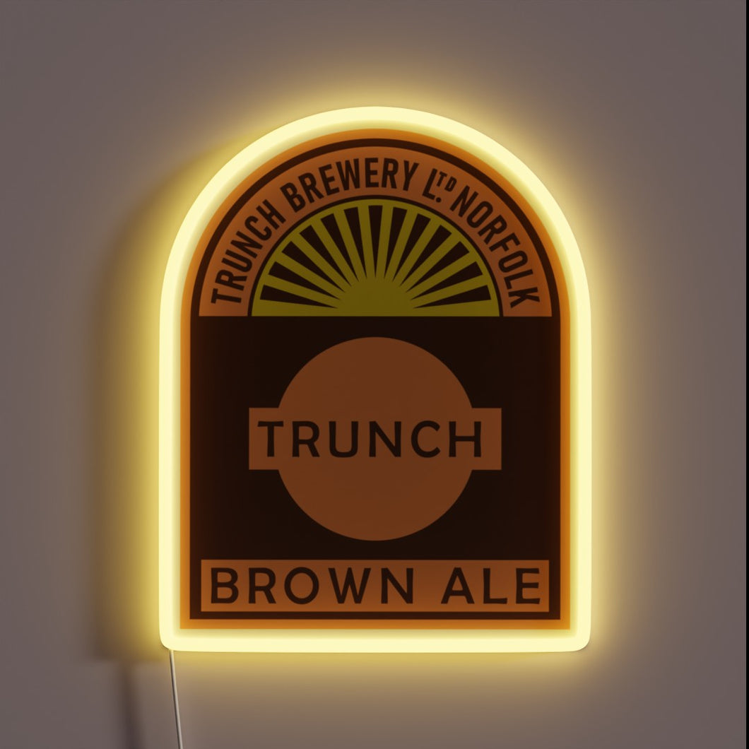 Vibrant RGB glow illuminates Trunch Brown Ale beer enthusiast decor