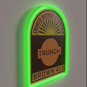 Glowing RGB neon beer sign featuring Trunch Brown Ale logo