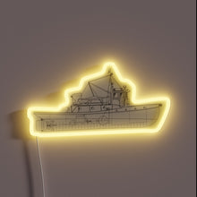 Charger l&#39;image dans la galerie, Colorful neon lighting highlights detailed plans of tugboat blueprints design