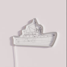 Charger l&#39;image dans la galerie, Vintage nautical tug boat plan blueprint lines illuminated neon sign art.