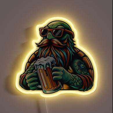 Vibrant Turtle Beer RGB Neon Sign, Bar Decor, Illuminated Art