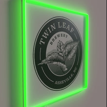 Charger l&#39;image dans la galerie, Vibrant RGB neon sign featuring Twin Leaf Brewery&#39;s iconic logo.