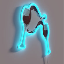 Charger l&#39;image dans la galerie, Two Glasses of Red Wine Splashing with Vibrant Neon Lights