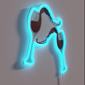 Two Glasses of Red Wine Splashing with Vibrant Neon Lights