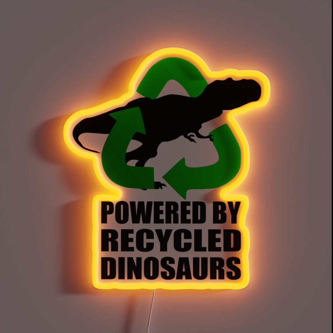 Dinosaurs meet high-tech glamour with this vibrant, customizable neon sign.