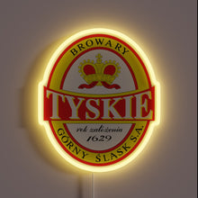 Charger l&#39;image dans la galerie, Vibrant Neon Sign Featuring Iconic Tyskie Polish Beer Brand Logo