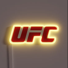 Charger l&#39;image dans la galerie, Red UFC logo neon sign with yellow glow.