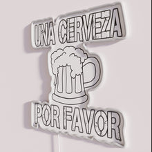 Charger l&#39;image dans la galerie, Vibrant Una Cerveza Por Favor Spanish Beer Sign in RGB Neon