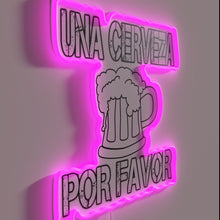 Charger l&#39;image dans la galerie, Una Cerveza Por Favor Spanish Beer Gift Neon Sign Decor