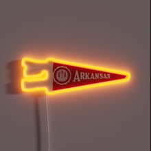 Charger l&#39;image dans la galerie, Official University of Arkansas campus neon sign with vibrant colors.