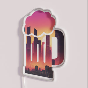 RGB neon urban skyline beer mug decorative wall bar sign