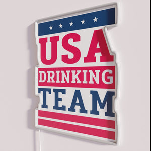 USA Drinking Team Official Neon Bar Sign, Color Changing RGB