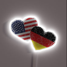 Charger l&#39;image dans la galerie, Glowing German and American heart flag symbol neon light decoration