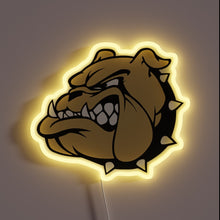 Charger l&#39;image dans la galerie, A bold neon depiction of the USMC Bulldog — fierce, proud, and glowing with golden intensity. Perfect symbol of strength and loyalty.