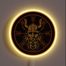 Charger l&#39;image dans la galerie, Viking-inspired decor with glowing Helms of Awe symbol ambiance.
