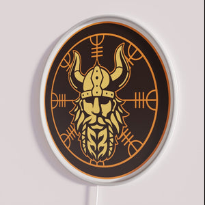 Vintage Nordic inspired Valhalla Viking Helm of Awe Neon Sign