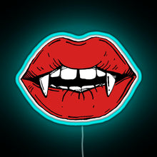 Charger l&#39;image dans la galerie, Vampire red lips on black background RGB neon sign lightblue 