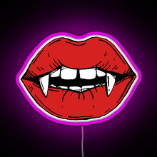 Charger l&#39;image dans la galerie, Vampire red lips on black background RGB neon sign  pink