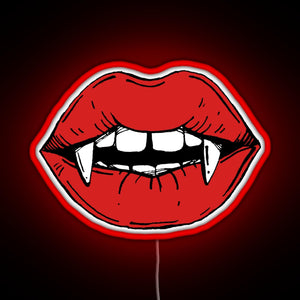 Vampire red lips on black background RGB neon sign red