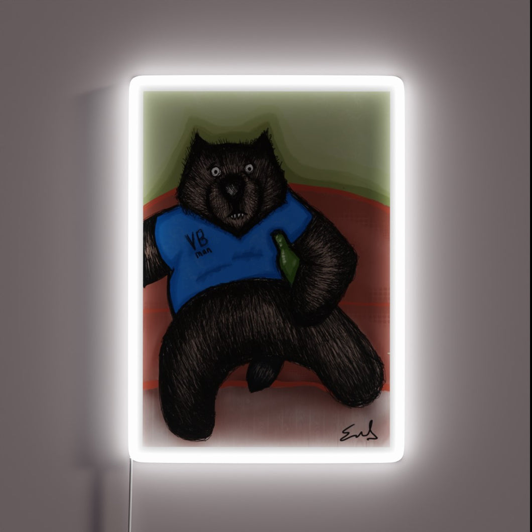 Eye-catching RGB illuminated wombat neon sign for modern room decor.
