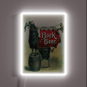 Vintage beer decor art print featuring colorful bock beer banner