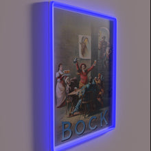 Charger l&#39;image dans la galerie, Vintage beer advertisement with distressed design and neon accents.