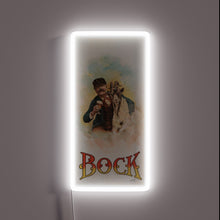 Charger l&#39;image dans la galerie, Antique Bock Beer Ad Featuring Colorful Goat Illustration and Neon.