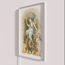 Charger l&#39;image dans la galerie, Vintage Bock beer advertisement replica in glowing RGB neon artwork.