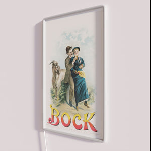 Retro Bock Beer Sign with vintage illustration of a young goat
