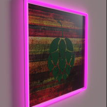 Charger l&#39;image dans la galerie, Vintage-inspired craft beer hop graphic with colorful RGB neon lighting.