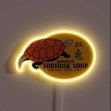 Retro-inspired neon sign featuring vibrant colors of an ancient soup recipe
