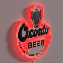 Charger l&#39;image dans la galerie, Vintage neon sign featuring Oconto Brewing Co&#39;s Wisconsin heritage design.
