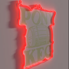 Charger l&#39;image dans la galerie, Retro pony keg bar sign with vibrant multicolor LED accents.
