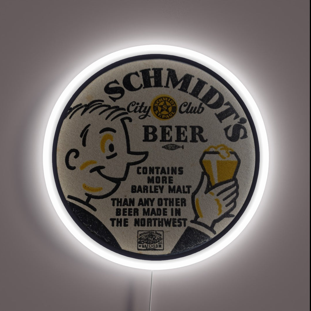 Retro vintage beer advertisement neon sign from Jacob Schmidt brewery