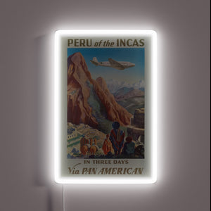 Neon Sign of Vibrant Peru Travel Posters in Retro Glow