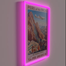 Charger l&#39;image dans la galerie, Vintage travel poster inspired glow of vibrant Peru in neon