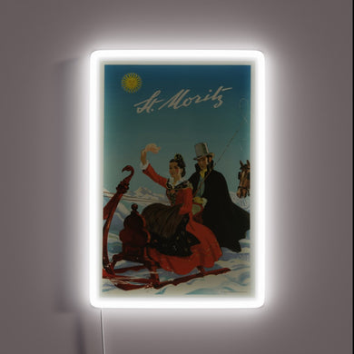 Vintage Travel Poster Art Print - St. Moritz Switzerland Neon Sign