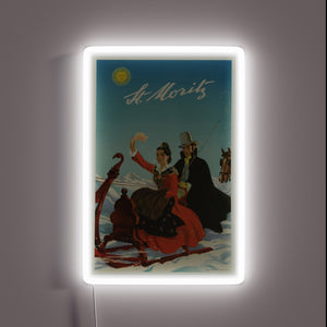 Vintage Travel Poster Art Print - St. Moritz Switzerland Neon Sign