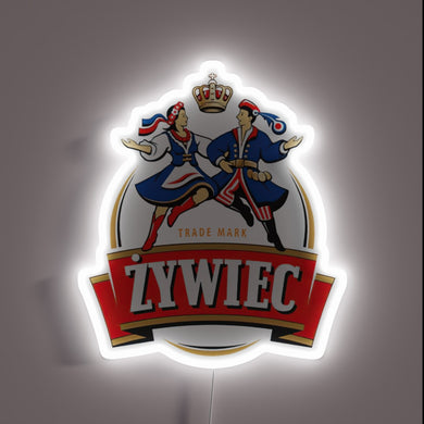 Vintage Polish beer brand logo retro lit decorative wall sign