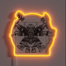 Charger l&#39;image dans la galerie, Vibrant LED art featuring Da Vinci&#39;s Vitruvian Man as dwarf icon