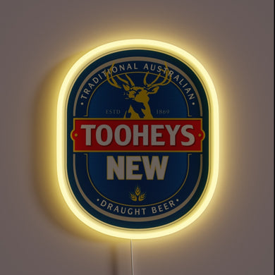 Alt text: Neon-lit oval sign featuring the 
