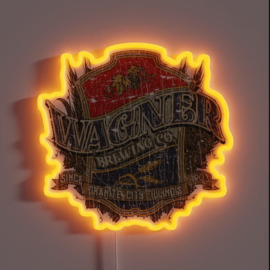 Vibrant vintage neon sign advertising Wagner Brewing Co since 1903