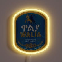 Charger l&#39;image dans la galerie, Ethiopian beer brand logo illuminated with vibrant RGB neon lights