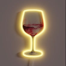Charger l&#39;image dans la galerie, Neon Sign Art Print: Colorful Glass of Red Wine Design