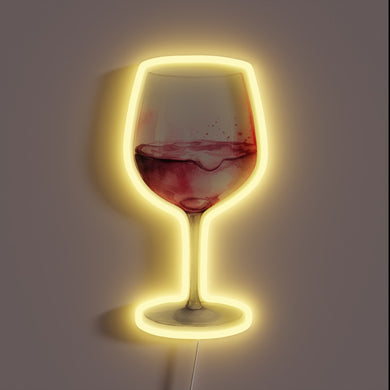 Neon Sign Art Print: Colorful Glass of Red Wine Design