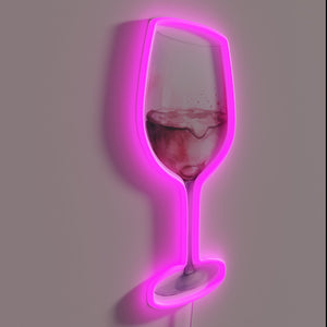 Vibrant watercolor style illustration of a red wine glass in neon.