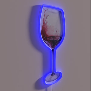 Vibrant Red Wine Glass Watercolor Art Neon Sign Illumination Accent